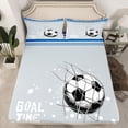 thumbnail image 2 of Feelyou Modern Soccer Sports Full Size Sheets for Kids, West Football Bed Sheets, Grey Blue Cartoon Theme Sheet Sets, Microfiber Bedroom Decor, 4 Pieces, 2 of 7