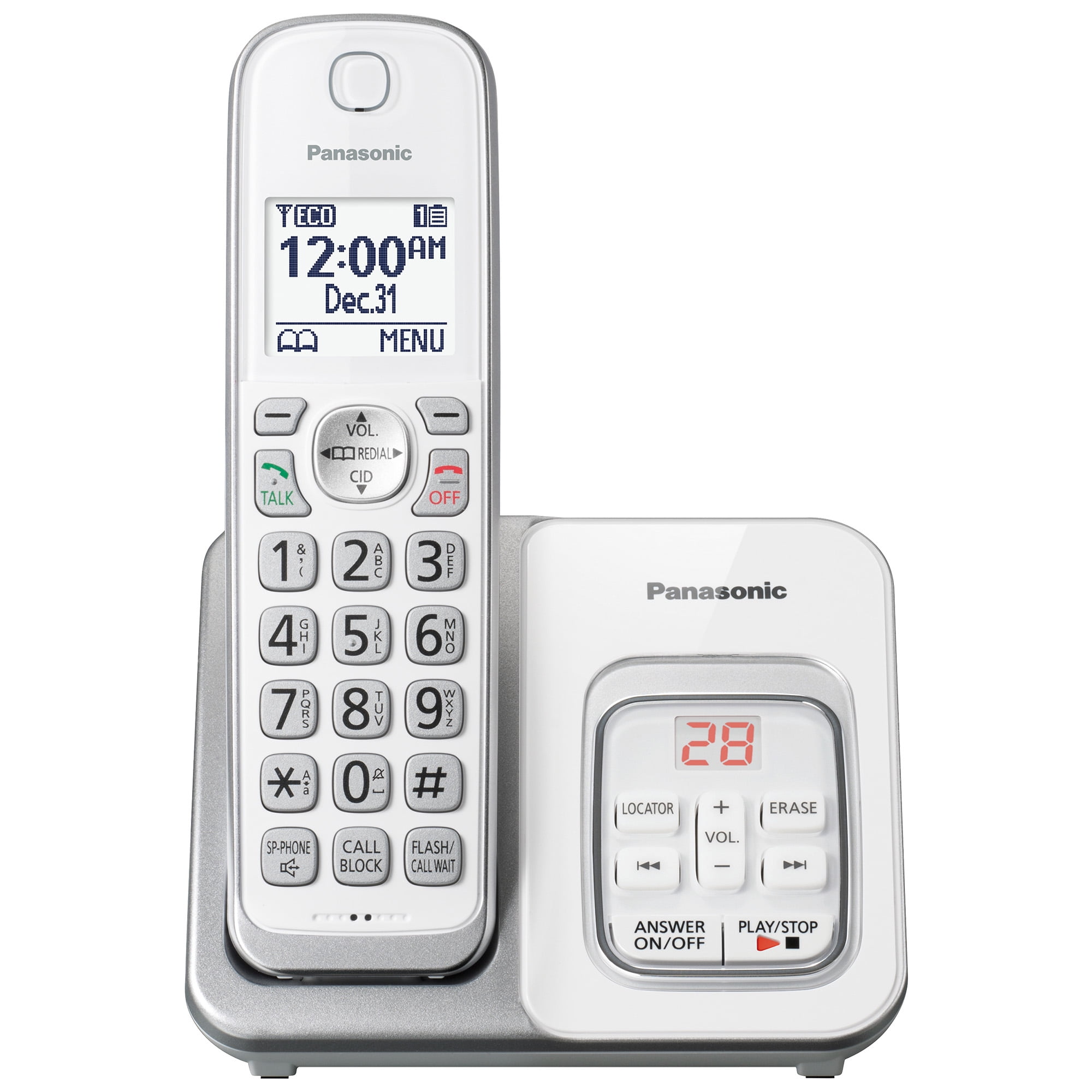 Panasonic Cordless Phone with 2 Handsets, Call Block & Answering Machine - KX-TG3812W