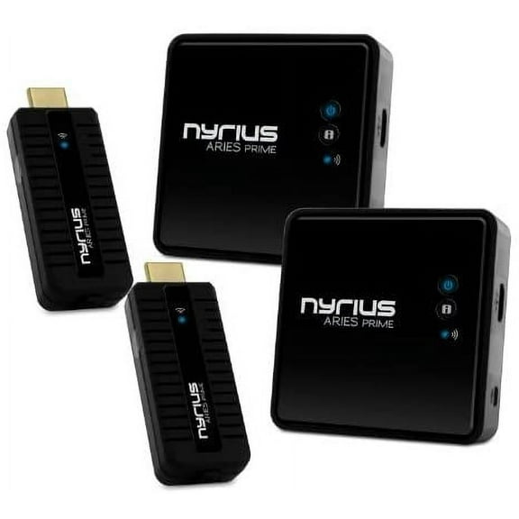 Nyrius ARIES Prime Wireless Video HDMI Transmitter & Receiver for Streaming HD 1080p 3D Video & Digital Audio from Laptop, PC, Cable, Netflix, YouTube, PS4 to HDTV - NPCS549 (Pack of 2)