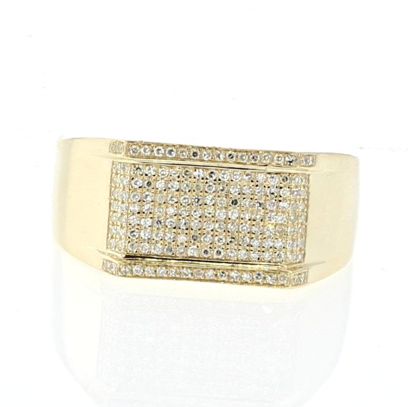 Mens 10k Yellow Gold Engagement Ring With Round Cut 0.32Ctw Diamonds