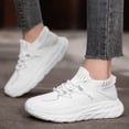 thumbnail image 2 of Espadrilles à Enfiler Femmes Mode Dames Couleur Unie Maille Lacets Espadrilles Respirantes Chaussures de Course Femmes Chaussures de Course Blanches 39, 2 of 9