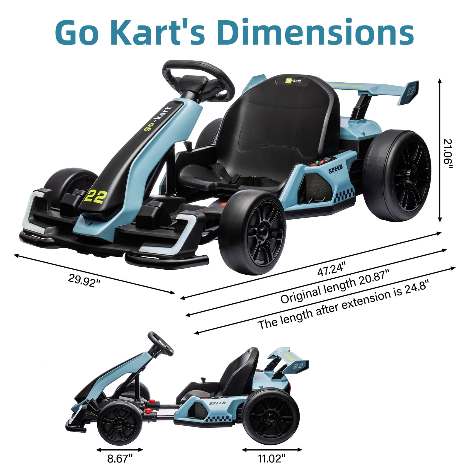 EastVita 24V Electric Go Kart,300W Powerful Drift Kart Ride on Car for Kids, Electric Pedal Kart,with 300W Strong Motor, Drift/Sport Mode, Big Battery, Eva Tire