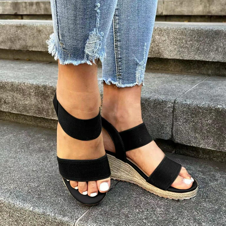 Women's Platform Sandals Wedge Heels Ankle Strap Open Toe Sandals Summer  Dress Espadrilles Shoes