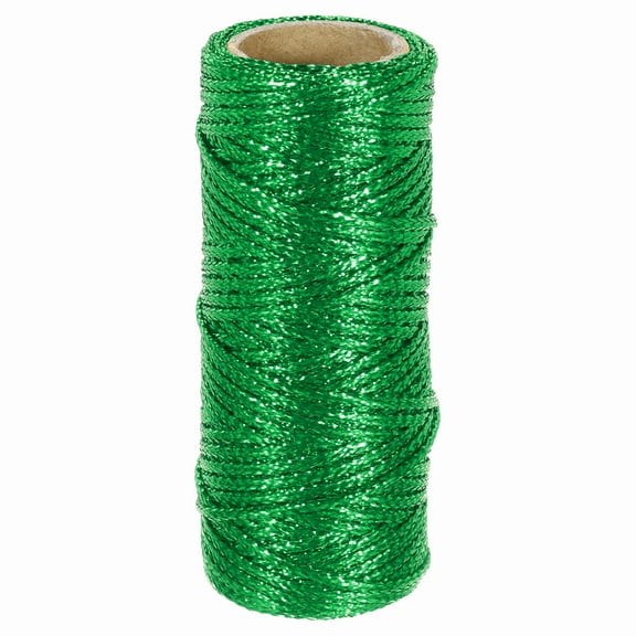 Uxcell 1.5mm Metallic String, 16 Ply Decorative Metallic Bakers Twine Thread Cord Rope for Gift Wrapping DIY Crafts Making Ornament Decor, Green, 27Yards