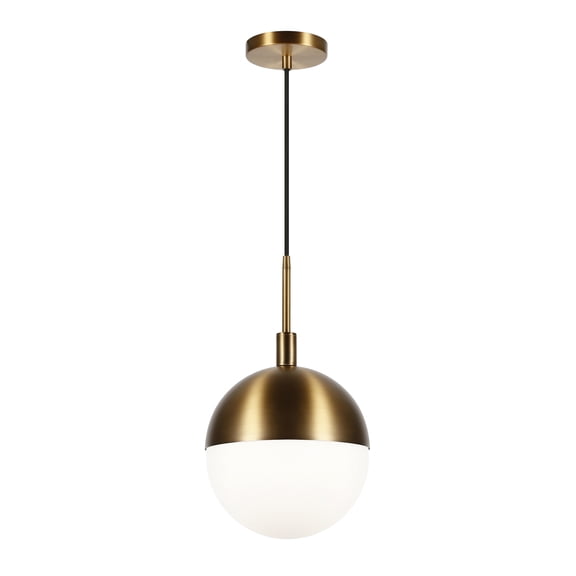 Evelyn&Zoe 10" Brass Metal/Glass Pendant
