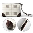 thumbnail image 5 of Leather Clutch 8 X 5. 5 In Wrist Strap And Hand Bag Easy To Carry Lightweight Waterproof And Durable Ivory Checked Hand-Drawn Sketch_1, 5 of 6