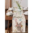 thumbnail image 2 of Table Runner Dresser Scarf 13 x 70 Inch Spring Easter Bunny Cute Rabbit Colorful Eggs Floral Retro Table Runners Non-Slip Heat Kitchen Dining Table Decor for Indoor Outdoor Home Party Decoration, 2 of 7