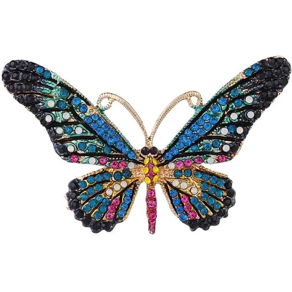 LINLIN Fashion Crystal Butterfly Brooch, Multi Color Rhinestone Crystal Brooches Pins, Cute Animal Shape Corsages Brooches for Women Decoration