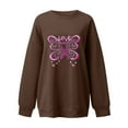 thumbnail image 5 of Fartey Oversized Crewneck Sweatshirt for Women Breast Cancer Awareness Long Sleeve Pullover Tops Cute Pink Ribbon Love Graphic Sweatshirts Coffee XL, 5 of 5