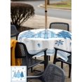 thumbnail image 4 of Outdoor Tablecloth with Umbrella Hole and Zipper, Blue Christmas Trees Square Table Cloth 54x54 Inch Waterproof Tablecloth, Navy Winter Snowflakes Checkered Picnic Table Cover for Patio Camping, 4 of 7