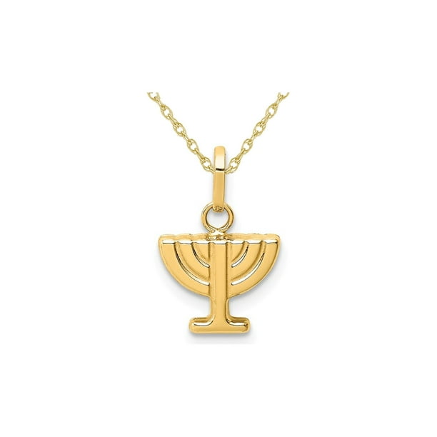 Gem And Harmony 14K Yellow Gold Polished Menorah Pendant Necklace Charm with Chain Walmart