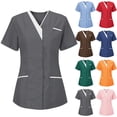 thumbnail image 1 of DDAPJ pyju Sarraus d'Infirmière pour Femmes, Hauts de Sarrau à Boutons-Pression à l'Avant, Cache-Cœur à Col en V, Manches Courtes, Chemises de Sarraus Médicaux, Soins de Santé, Uniforme de Travail d'Infirmière avec Poches, Rabais de 90 pour Cent, Liquidation, Rose, P, 1 of 4