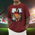 thumbnail image 2 of TSADFHJI Hauts de Gym pour Hommes Automne Drapeau d'Allemagne Imprimé Manches Courtes Col Rond T-Shirt Floral Tendance Mode Basique TTG Vin, 2 of 6