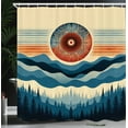 thumbnail image 3 of Ambesonne Boho Shower Curtain, Mid Century Wilderness Mounts, 69"Wx70"L, Cream Sea Blue Dark Grey, 3 of 4