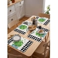 thumbnail image 5 of St. Patrick''s Day Placemats Set of 6,Washable Woven Burlap Cloth Fabric Placemat for Square/Rectangle/Round/Oval Dining Table,Easy Clean Place Mats Black Lattice Green Plant Vase Simple White, 5 of 6