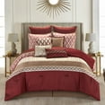 thumbnail image 4 of Nanshing Donovan 10PC Geometric Luxury Comforter Set, Burgundy, Queen, 4 of 5