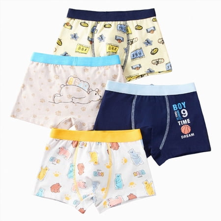 Boys Cotton Briefs Dinosaur Car Toddler Kids Underwear 4 Pack Boys Potty Training Pants 12-16 Years,Dark Blue