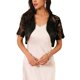thumbnail image 1 of INSPIRAR CHIC Chaqueta de encaje corta de manga corta con panel de satén para mujer, elegante y negra, 1 of 6