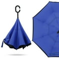 thumbnail image 3 of C-Handle Big Double Layer Inverted Upside Down Windproof Umbrella Self Standing (Black Cherry), 3 of 8
