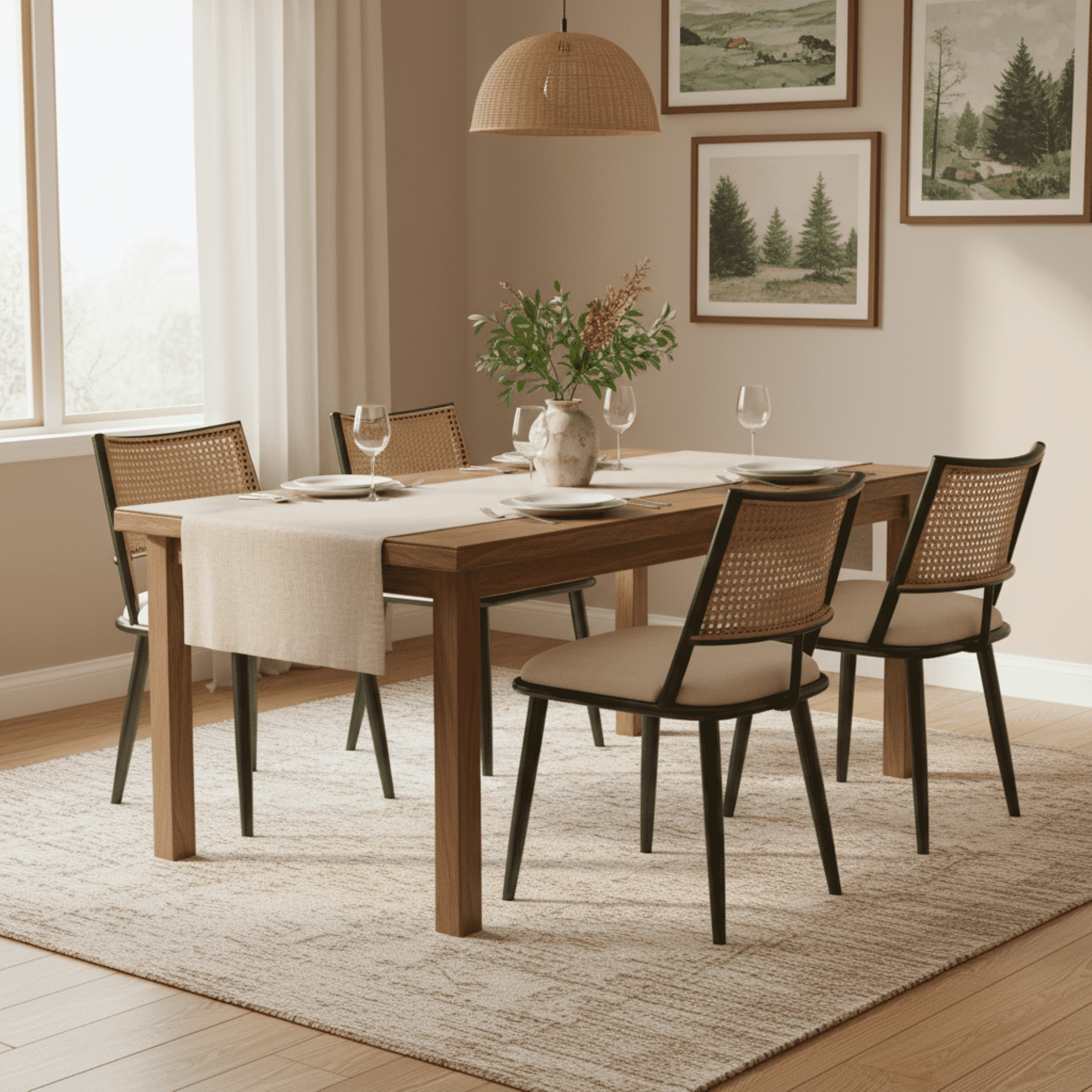 Noble House Modern Dining Chairs Set of 4, PU Upholstered Easy-Clean ...