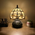 thumbnail image 4 of Tiffany Mini Table Lamp Gold Stained Glass Baroque Style Lavender Included LED Bulb Dragonfly Base for Living Room Dining Room Bedroom Bedside 12"H*8"W, 4 of 8