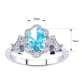 thumbnail image 5 of SuperJeweler 1 Carat Oval Shape Blue Topaz and Halo Diamond Ring In Sterling Silver For Women, 5 of 6