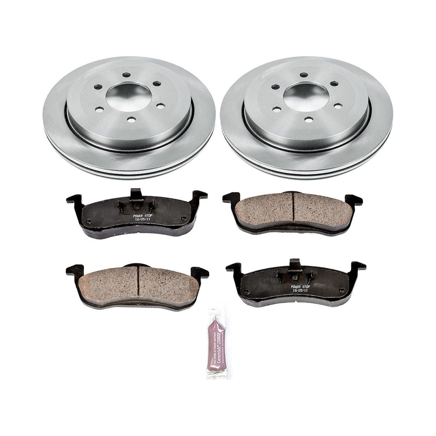 Power Stop Rear Stock Replacement Brake Pad and Rotor Kit KOE4683 Fits 2017 Ford Expedition