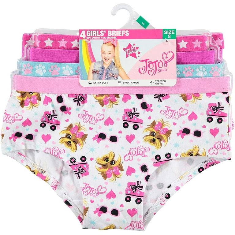 Jojo Siwa Girls Cupcake Stretch Hipster Briefs Underwear, 4-Pack Sizes 6-10