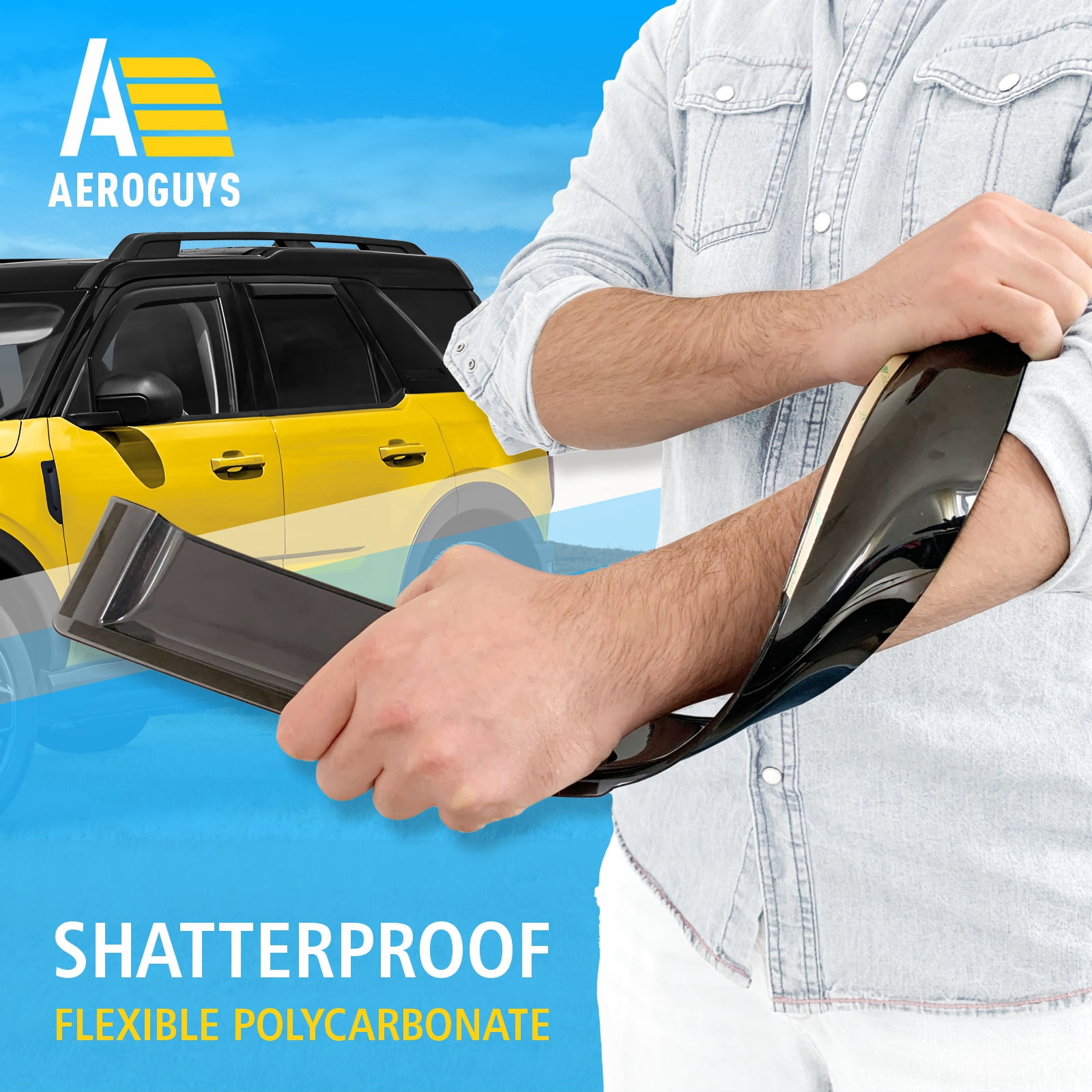 AEROGUYS In-Channel Window Deflectors Extra Durable Window Visors Rain Guards Fit for Ford Bronco Sport 2021-2026, Sun Visors, Wind Vent Visors, Car Accessories - 4 pcs. AG0719