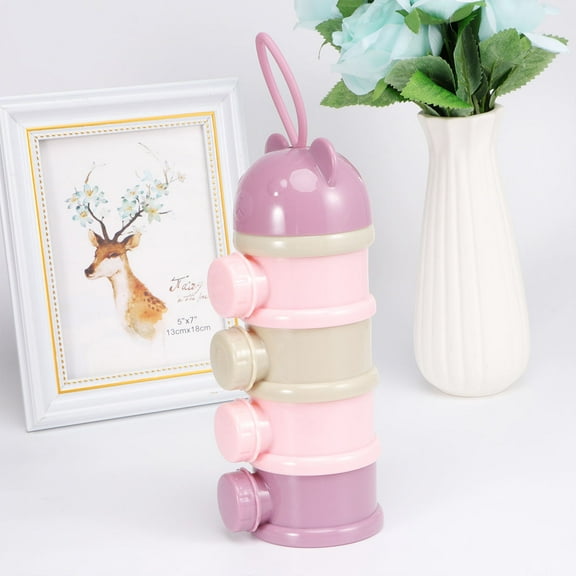 MLINS Portable Milk Powder Box with 4 Layers for Baby in Violet Color Made of Silicone No Leakage Separate Storage Sections