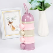 MLINS Portable Milk Powder Box with 4 Layers for Baby in Violet Color Made of Silicone No Leakage Separate Storage Sections