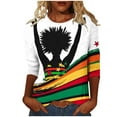 thumbnail image 2 of LYEAA Women Black Heritage Graphic Tee 3/4 Sleeve Round Neck Cotton Shirt Loose Fit Casual Tops African American Cultural Apparel Multicolor M, 2 of 5