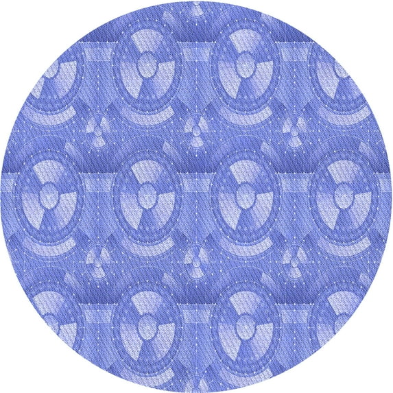 Ahgly Company Machine Washable Indoor Round Transitional Day Sky Blue Area Rugs, 4' Round