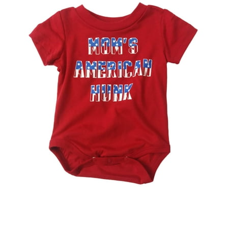 

Infant Toddler Moms American Hunk Single Outfit Fourth Of July Baby Bodysuit