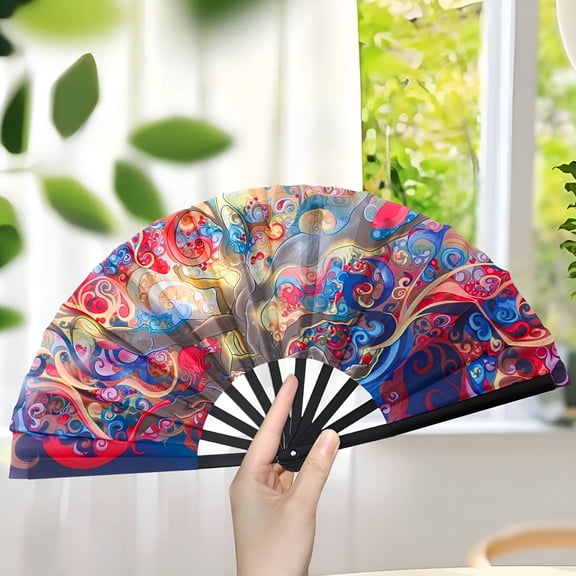 BESTSKY Kung Fu Fan Rose Red No. 9 Large Folding Handheld Fans for Line Dancing Portable Craft Holding Colors Hand Fan for Festival Dance Wedding Dance Church