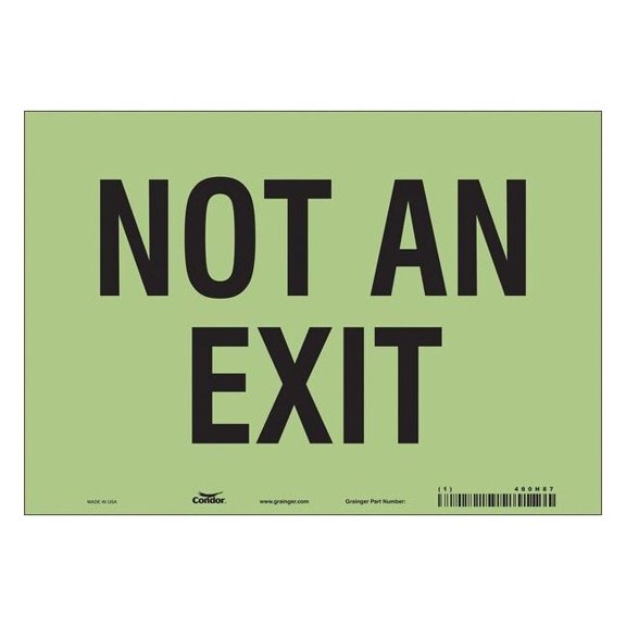 Condor Exit Sign, Vinyl, 10" W, 7" H, Not An Exit, White 480H87