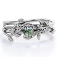 thumbnail image 1 of JeenMata Anillo de Bodas Solitario de Ágata Verde Musgo Natural de Forma Redonda de 0,50 Quilates con Diseño Botánico Engastado en Oro Blanco de 18 K sobre Plata, 1 of 6