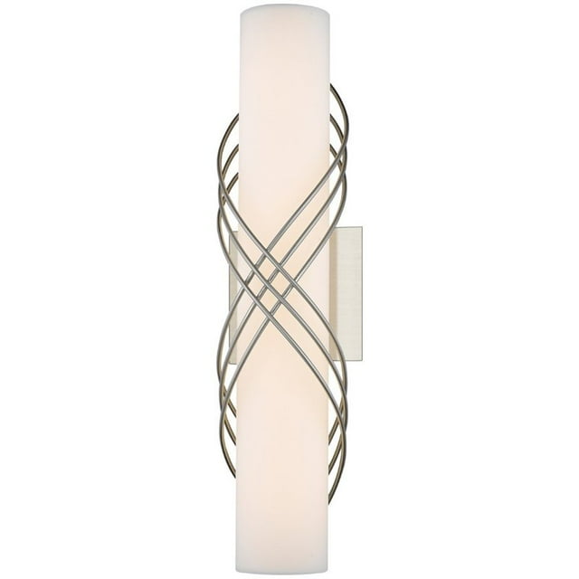 Beaumont Lane 18" LED Opal Glass Metal Ribbon Bath Bar Light in Pewter