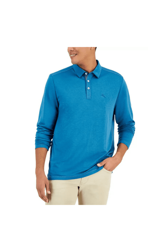 Men's Kohala Peak Long-Sleeve Polo Shirt, Ink Blue, Large