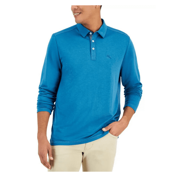 Tommy Bahama Men's Kohala Peak Long-Sleeve Polo Shirt, Ink Blue, Large