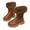 Brown, variant on Mid-Calf Snow Boots for Girls, Plush Booties Faux Fuzzy Lined Slip-On Snow Boot Winter Warm Comfortable School Shoes Waterproof PU Leather Boots Lug Sole Non-Slip Boot for Indoor Outdoor