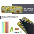 thumbnail image 5 of Fotbe Sage Green With Sunflowers Pattern Leather Pencil Case, Pencil Pouch with Durable Zipper, Compact and Stylish Organizer for Stationery, Art Supplies, Travel Essentials, 5 of 7