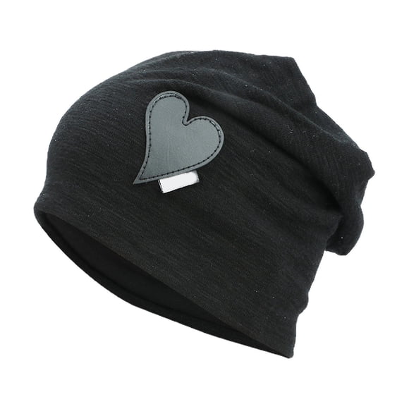 Best Ear Flap Thick Brimless Windproof Beanie Hat Women Heart Print Riding Knitted Skull Beanie Cap Costume Accessories