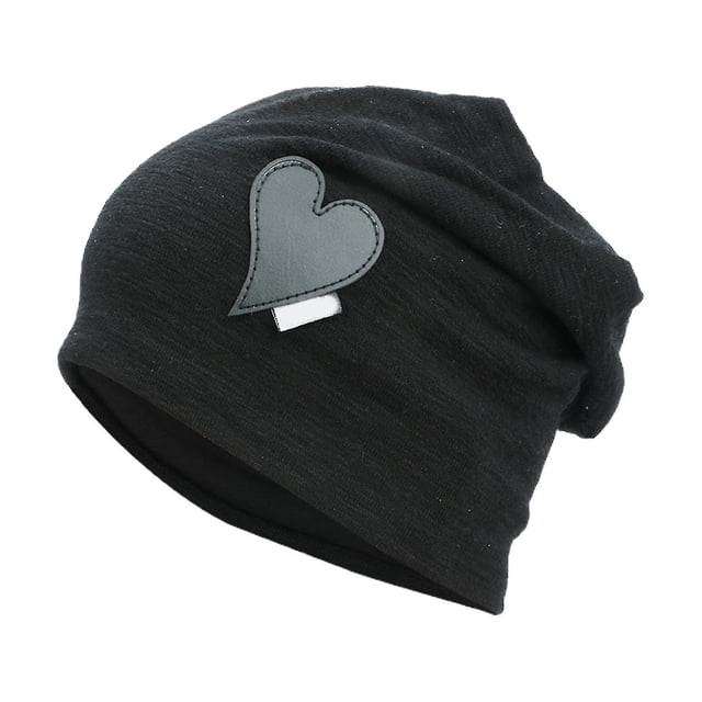 Best Ear Flap Thick Brimless Windproof Beanie Hat Women Heart Print Riding Knitted Skull Beanie Cap Costume Accessories