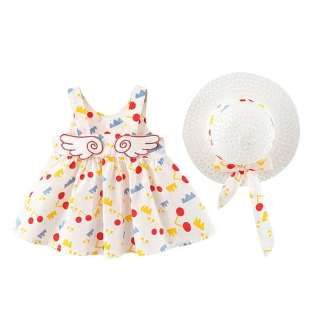 

QWERTYU Infant Baby Toddler Child Children Kids Dresses Summer Dress Sleeveless Cherry Sundress for Girl 1Y-5Y 80/6