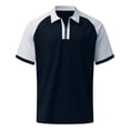 thumbnail image 4 of iOPQO Polo Shirts For Men Male Summer Solid Patchwork T Shirt Turn Down Collar Raglan Sleeve Tops T Shirt Mens Polo Shirts Navy + 3Xl, 4 of 4