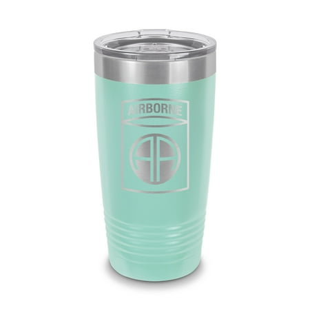 

82nd Airborne Division Tumbler 20 oz - Laser Engraved w/ Clear Lid - Stainless Steel - Vacuum Insulated - Double Walled - Travel Mug - parachute assault operations v2 - Teal