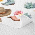 thumbnail image 5 of Homewish Cartoon Cowboy Boots Quilt King,Flowers Cactus King Coverlet Set,Blue Green,3 Pieces, 5 of 7