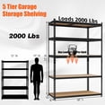 thumbnail image 3 of Kojooin 5 Tier Garage Shelving Unit, 2000 lb Capacity Heavy Duty Adjustable Storage Rack for Basement or Warehouse, 3 of 7