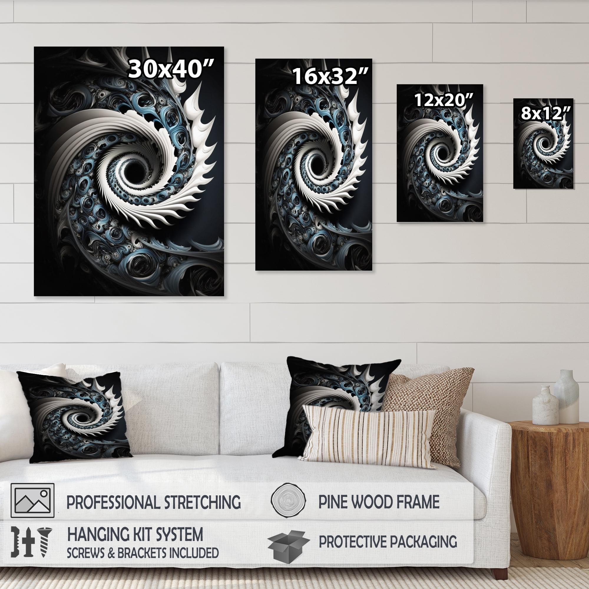 Designart Blue And White Stained Liquid Glass I Canvas Wall Art